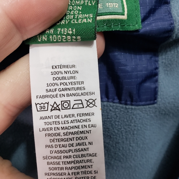 L.L. Bean Kids Blue Fleece Lined Tek Rain Jacket - Picture 9 of 10